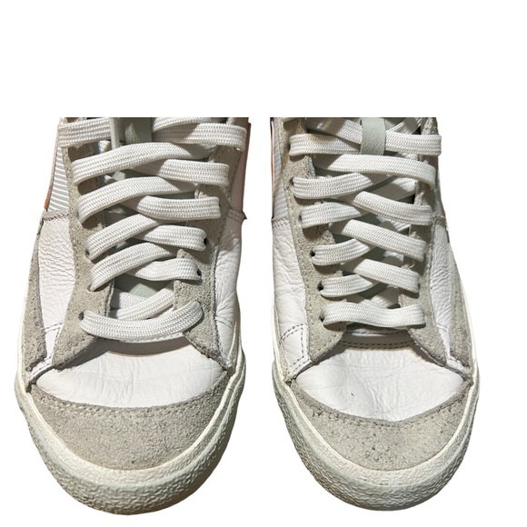 Nike Blazer Mid Size 8 DQ7673-103 White High Top Retro Orange Logo Shoes - Picture 9 of 15